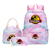 Jurassic Park Dinosaur Student Girls School Bag Lunch Bag Three Piece Set Backpack Set