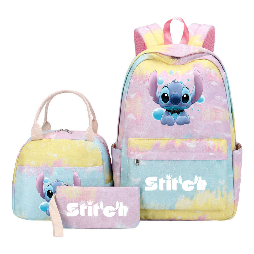 Interstellar Baby Stitch Youth Student Girls School Bag Lunch Bag Three Piece Set Backpack Set