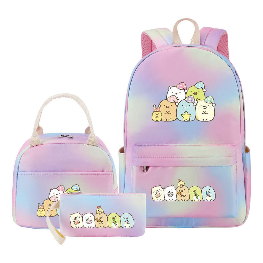 Game Corner Biology Student Girls School Bag Lunch Bag Three Piece Set Backpack Set