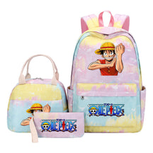 Cartoon Manga Pirate Wang Qing Student Girls School Bag Lunch Bag Three Piece Set Backpack Set