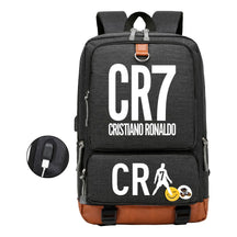 Football Star Cristiano Ronaldo Printed Usb Youth Student Backpack For Leisure Travel Backpack