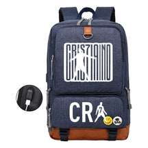 Football Star Cristiano Ronaldo Printed Usb Youth Student Backpack For Leisure Travel Backpack