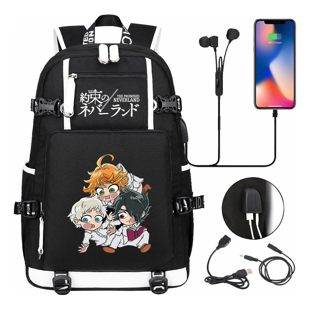 Promised Dream Island Usb Large Capacity Youth Student Backpack For Boys And Girls Leisure Travel Backpack