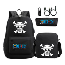 Cartoon Pirate King Usb Password Lock Youth Student School Bag Three Piece Set For Boys And Girls Backpack Set