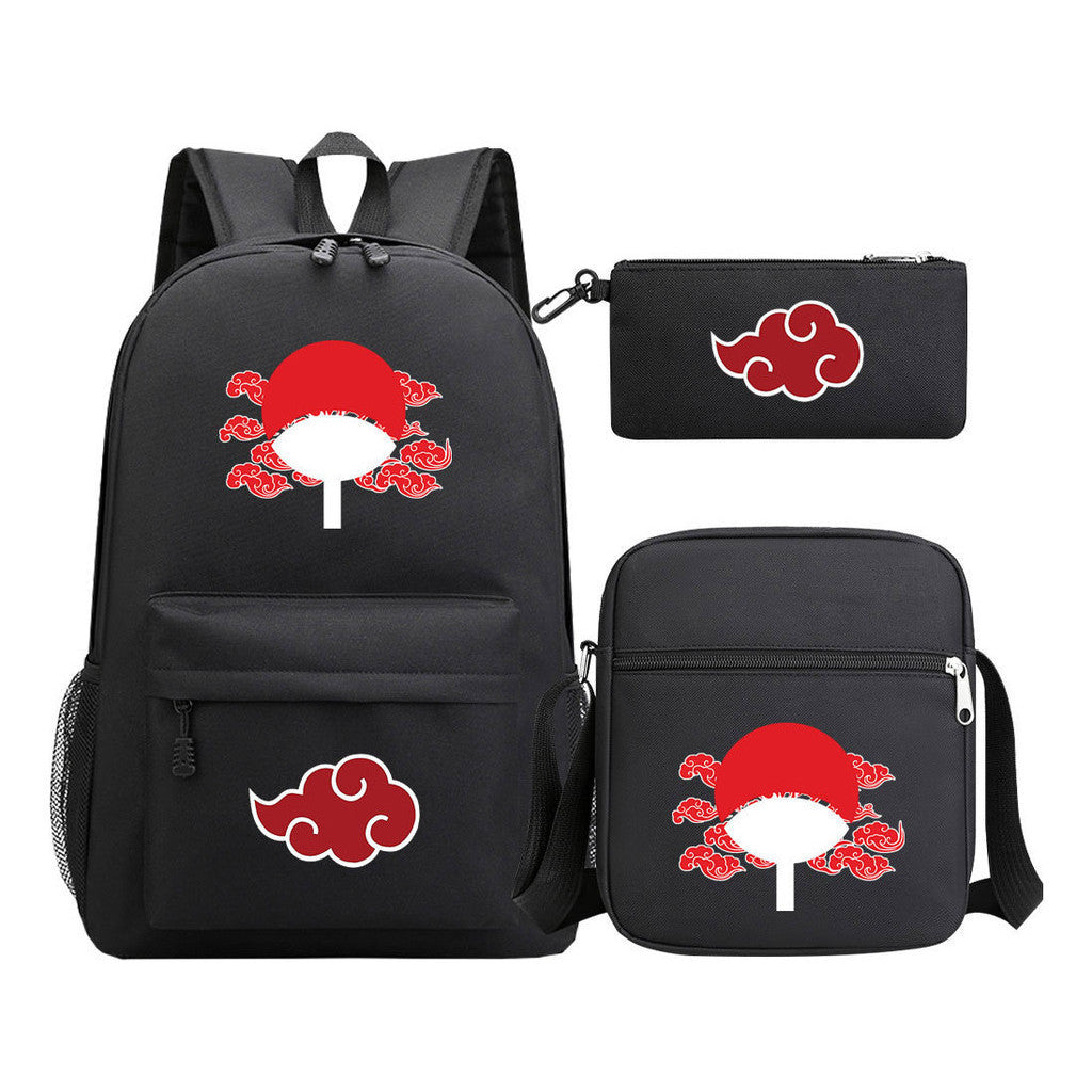 Anime Naruto Starry Sky Youth School Bag Three Piece Set For Boys And Girls Backpack Set