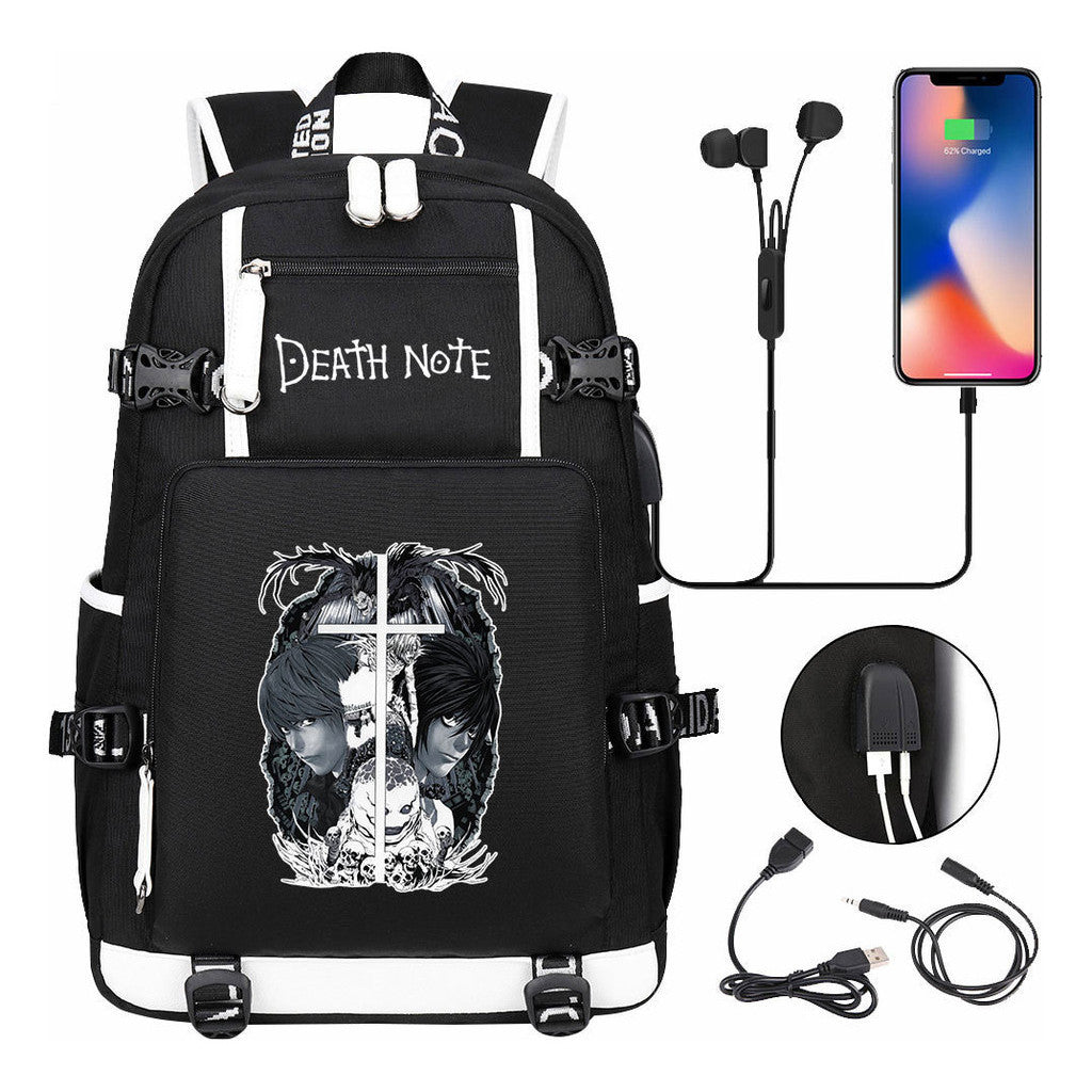 Death Note Usb Large Capacity Youth Student Backpack Men's And Women's Leisure Travel Backpack