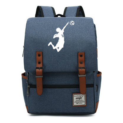 Volleyball Youth Printed Student School Bag Casual Belt Buckle Classic Backpack