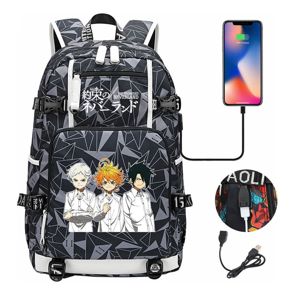 Promised Dream Island Usb Large Capacity Student Backpack Leisure Travel Backpack