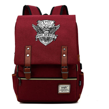 School Of Witchcraft And Wizardry Youth Student Backpack Usb Men's And Women's Leisure Belt Buckle Backpack