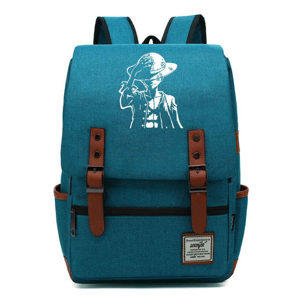 Anime Pirate King Luffy Printed Youth Student School Bag Casual Belt Buckle Classic Backpack