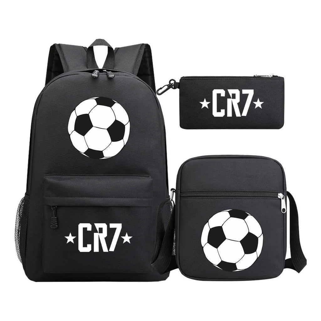 Sports star Cristiano Ronaldo printed youth student backpack 3-piece set for boys and girls backpack set