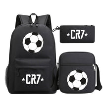 Sports star Cristiano Ronaldo printed youth student backpack 3-piece set for boys and girls backpack set