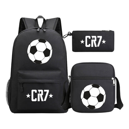 Sports star Cristiano Ronaldo printed youth student backpack 3-piece set for boys and girls backpack set
