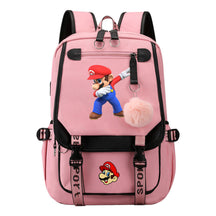 Super Mario Printed Usb Backpack Casual Woven Strap Flip Back Backpack