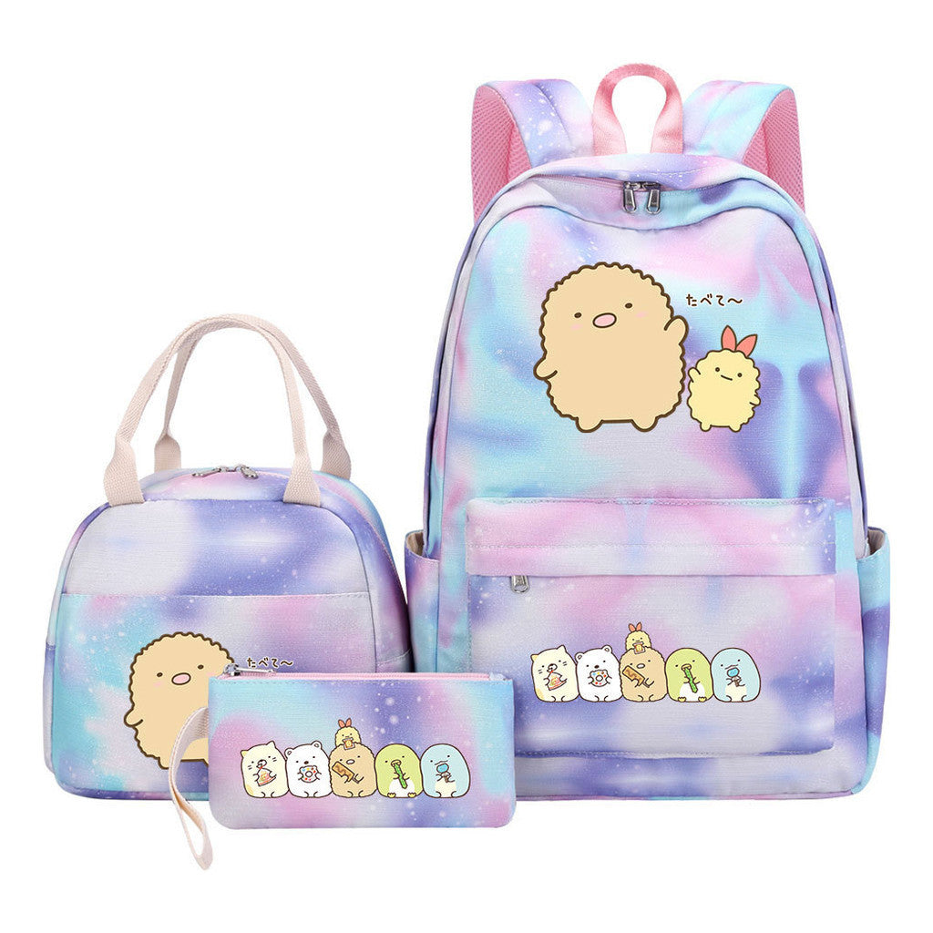 Game Corner Biology Youth Student Girls School Bag Lunch Bag Three Piece Set Backpack Set
