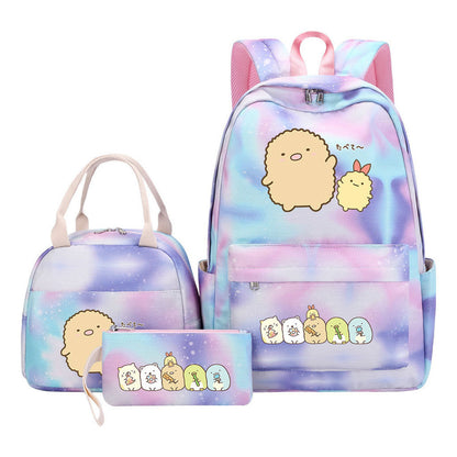 Game Corner Biology Youth Student Girls School Bag Lunch Bag Three Piece Set Backpack Set