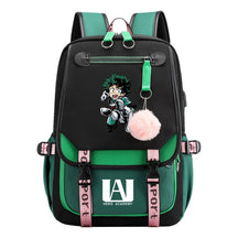 Comics My Heroes Academy Usb Student Backpack Casual Ribbon Flip Backpack