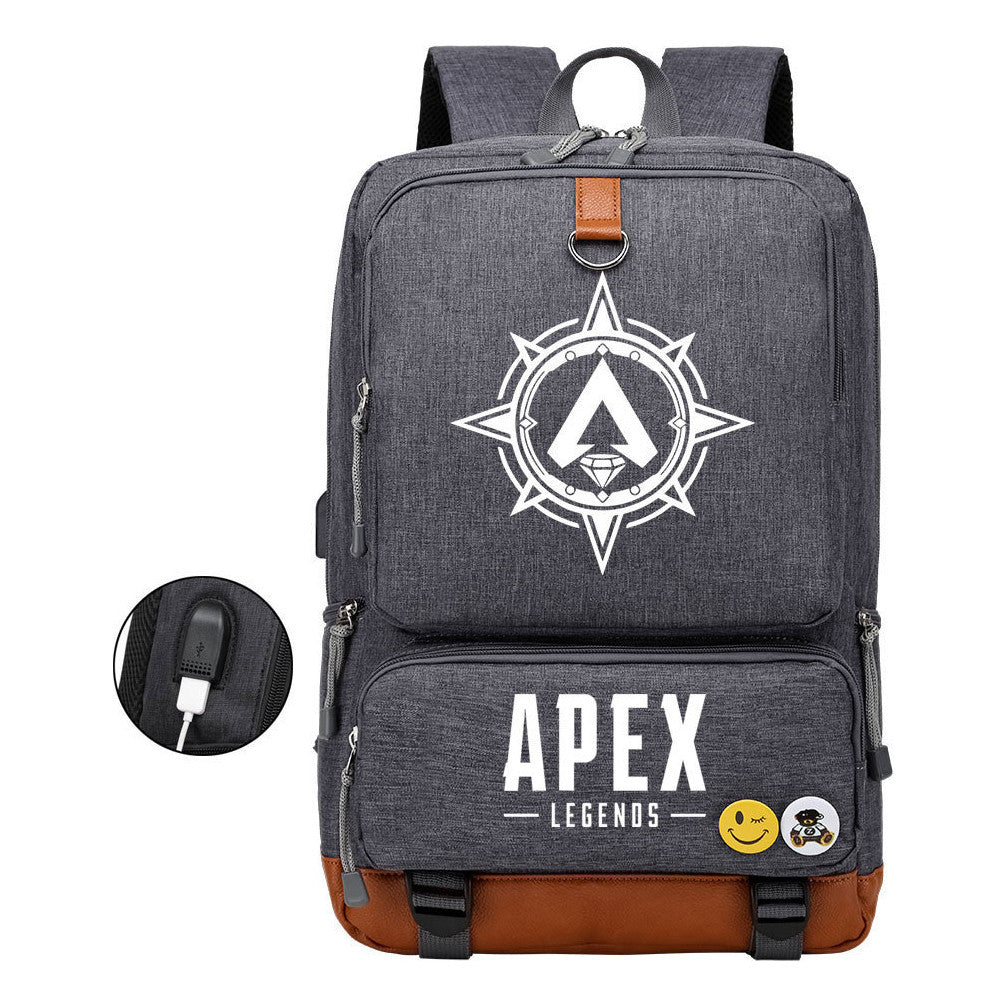 Apex Hero Print Usb Student Backpack Leisure Travel Backpack