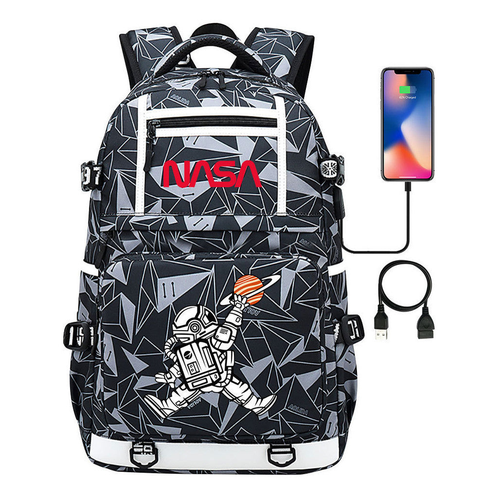 Printed Usb Youth School Bag Backpack Leisure Travel Backpack