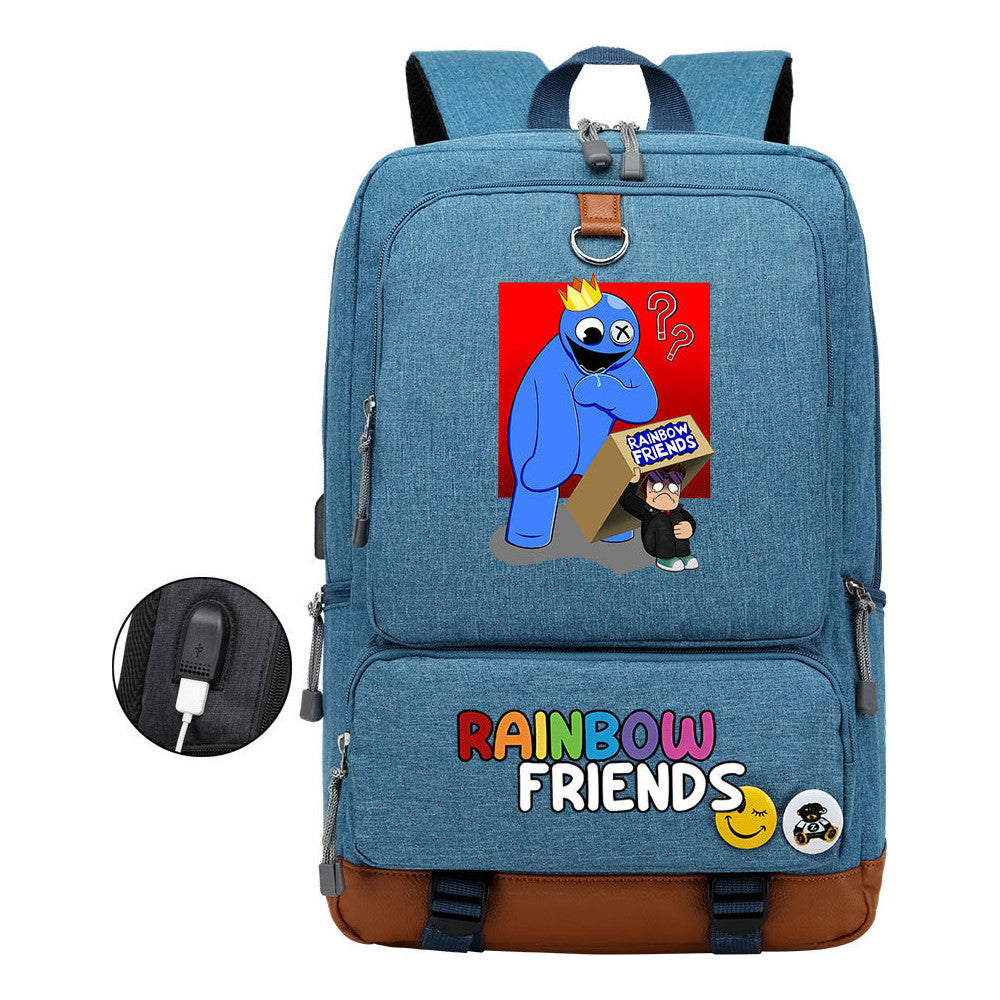 Rainbow Friend Usb Youth School Bag Leisure Travel Backpack