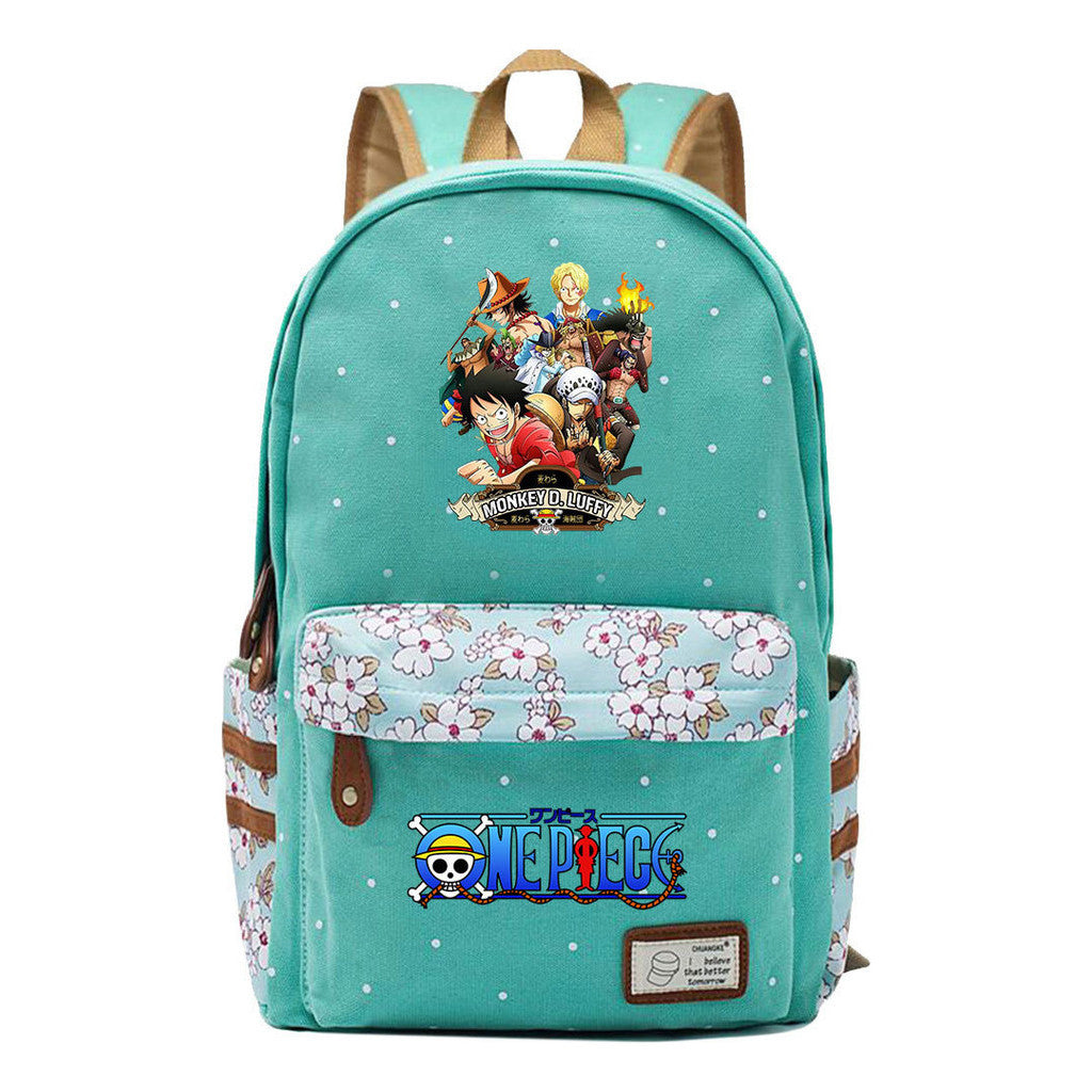 Anime Pirate Wang Lufei Printed Book Bag Fragmented Flower Leisure Backpack