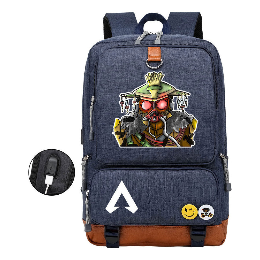 Apex Hero Print Usb Student Backpack Casual Backpack