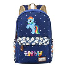 Pony Rainbow Unicorn Student School Bag Fragmented Canvas Girl Backpack