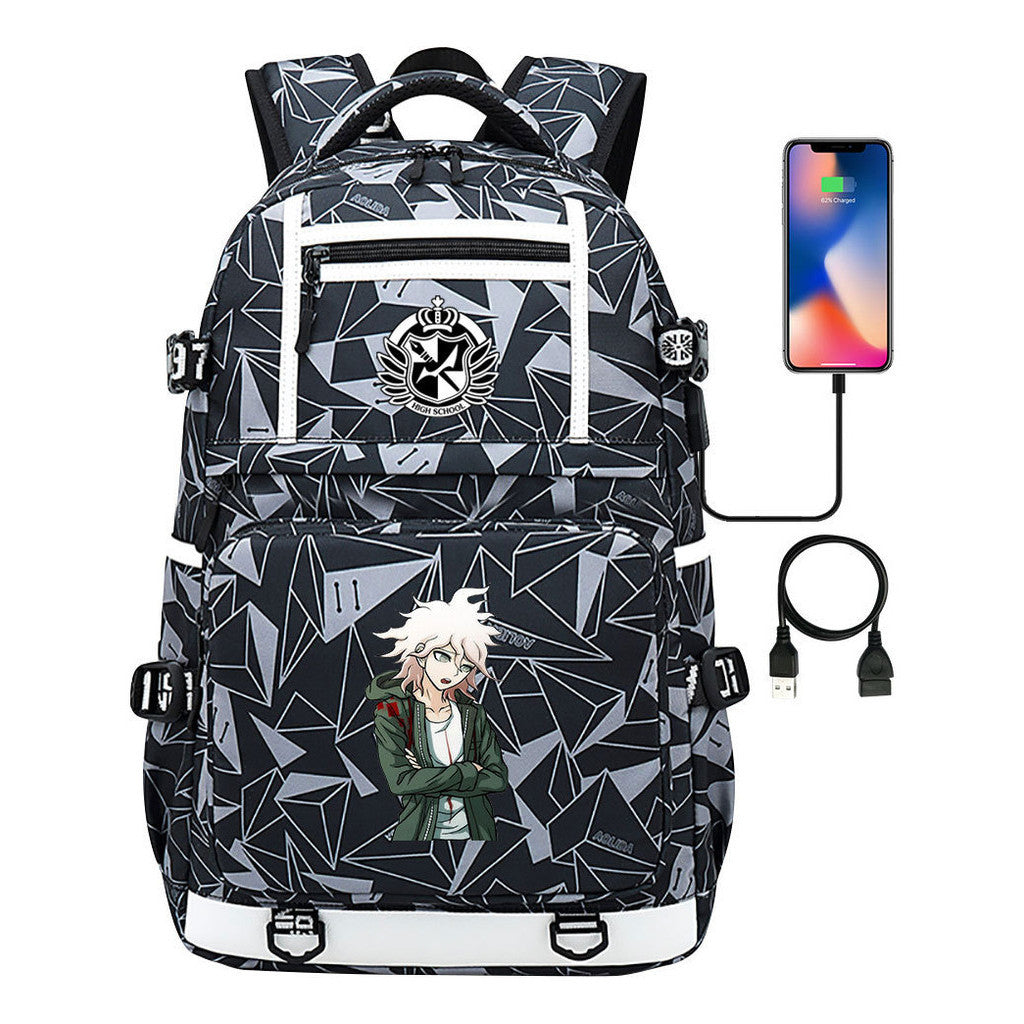 Cartoon Cartoon Printed Usb Youth Student Backpack Men's And Women's Backpack Leisure Travel Backpack