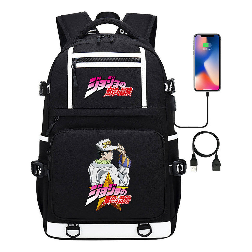 Comic Joe's Wonderful Adventure Print Usb Youth Student Backpack For Men And Women's Leisure Travel Backpack