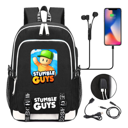 Printed Student Backpack Usb Men's And Women's Leisure Backpack