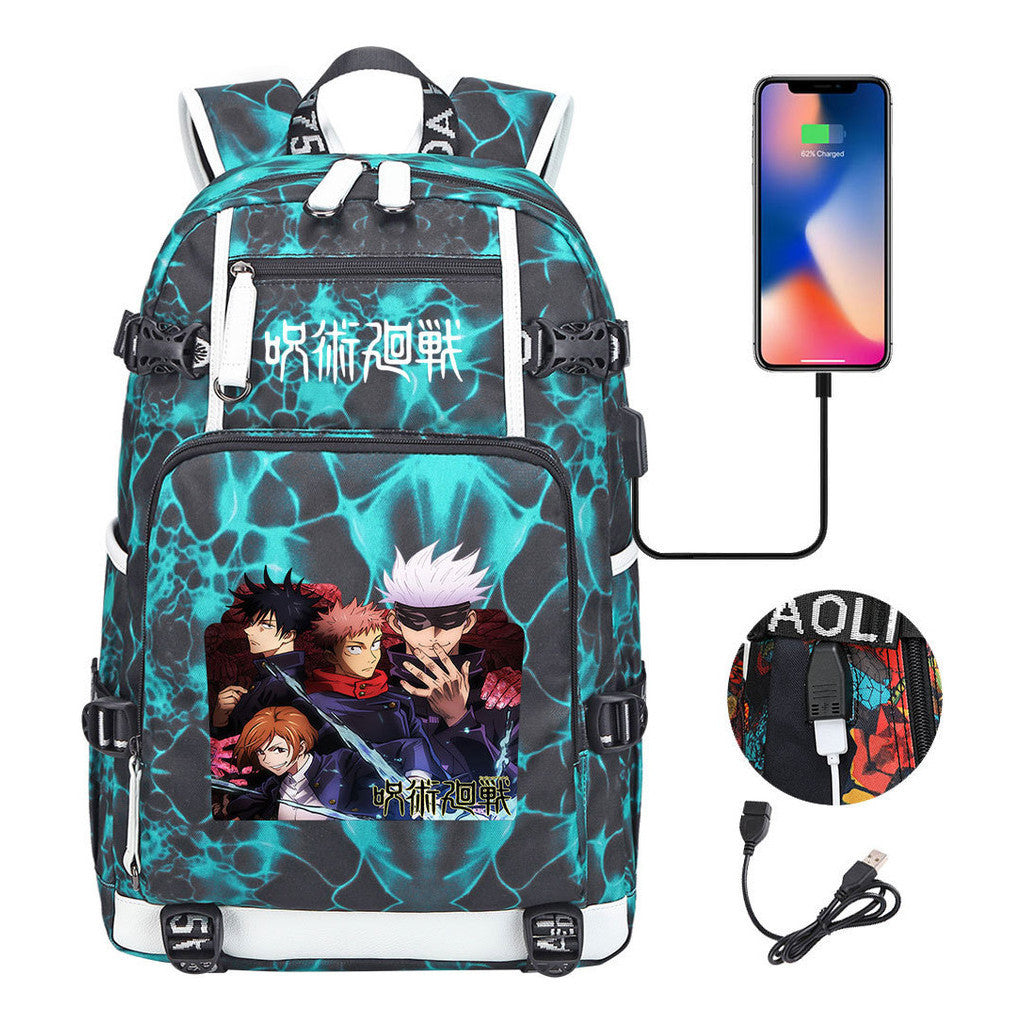 Printed Usb Youth Student Backpack For Men And Women's Leisure Large Capacity Travel Backpack