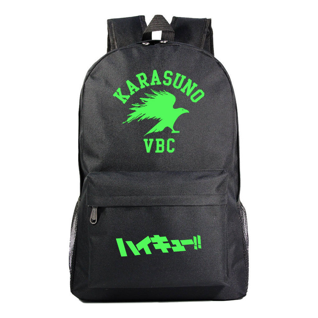 Green Night Light Fashion Volleyball Youth Flying Heart Print Youth Student School Bag Men's And Women's Leisure Backpack