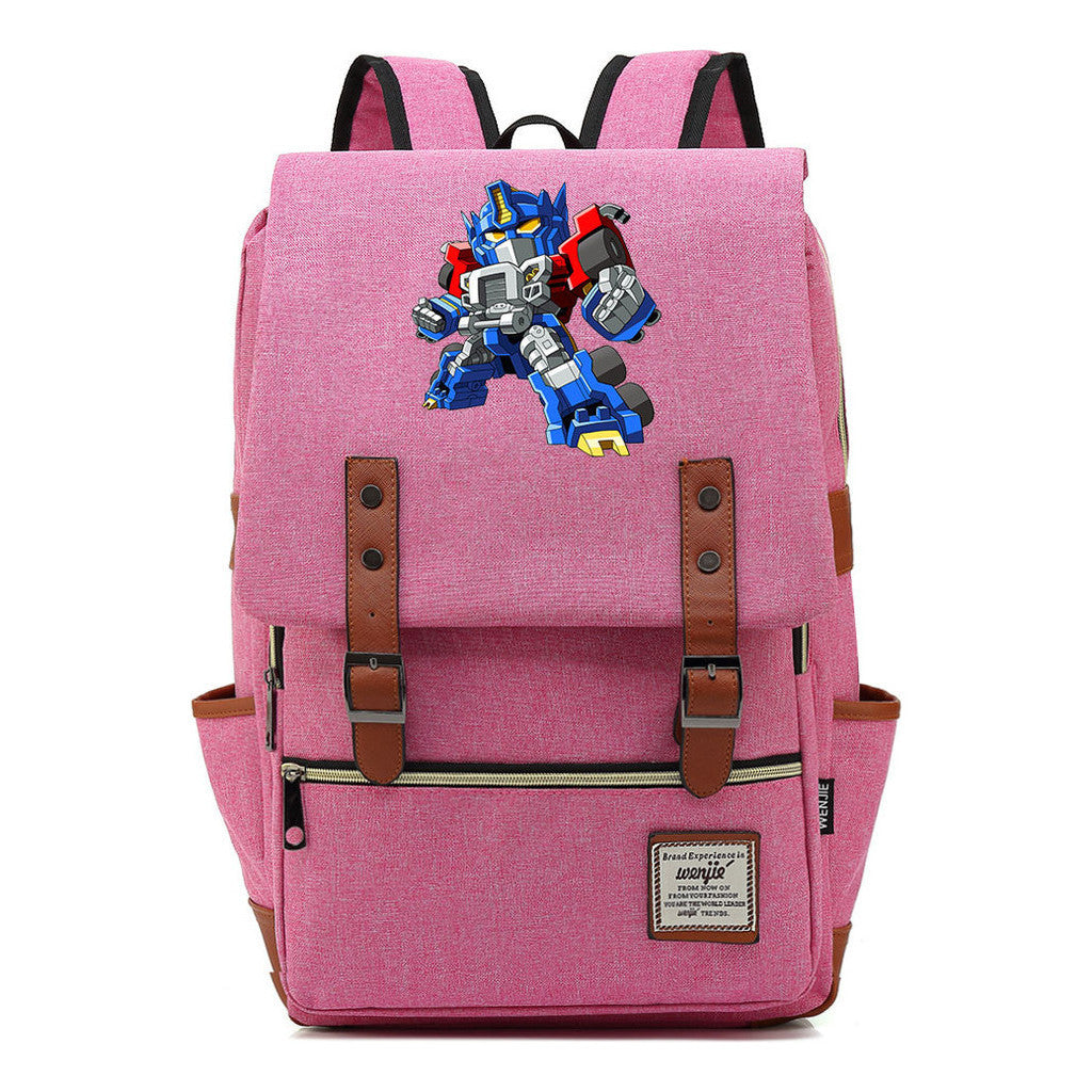 Transformed Mecha Printed Student Backpack For Men And Women's Leisure Backpack