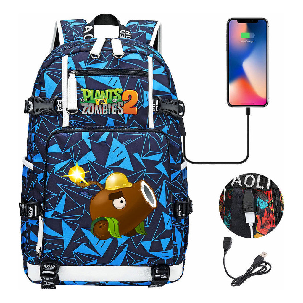Printed Usb Youth Student Backpack For Men And Women's Leisure Travel Backpack