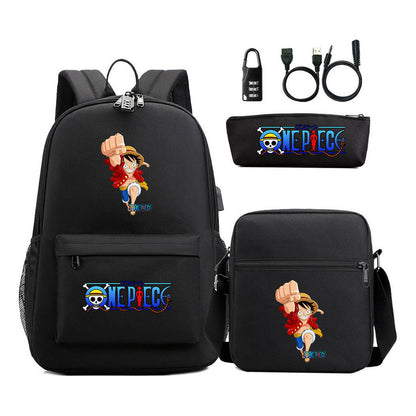 Usb Password Lock Student Backpack Three Piece Set Backpack Set