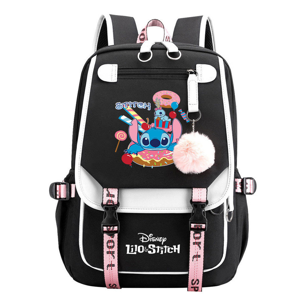 Interstellar Baby Stitch Usb Backpack For Boys And Girls Casual Woven Strap Flip Backpack