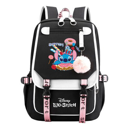 Interstellar Baby Stitch Usb Backpack For Boys And Girls Casual Woven Strap Flip Backpack