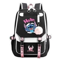 Interstellar Baby Stitch Usb Backpack For Men And Women, Casual Woven Strap Flip Back Backpack