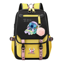 Interstellar Baby Stitch Usb Backpack For Men And Women, Casual Woven Strap Flip Back Backpack