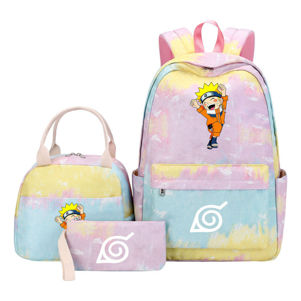 Naruto Youth Student School Bag Lunch Bag Three Piece Set Backpack Set