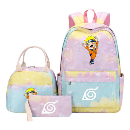 Naruto Youth Student School Bag Lunch Bag Three Piece Set Backpack Set