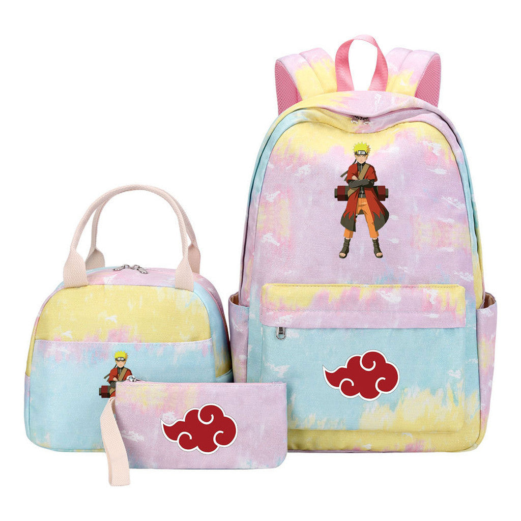 Naruto Teenage Student Girls School Bag Lunch Bag Three Piece Set Backpack Set