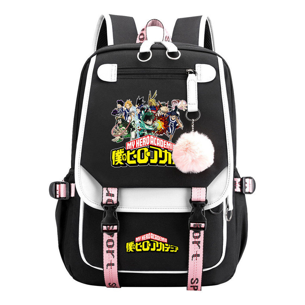 My Heroes Academy Usb Youth Student Backpack With Casual Woven Strap Flip Back Backpack