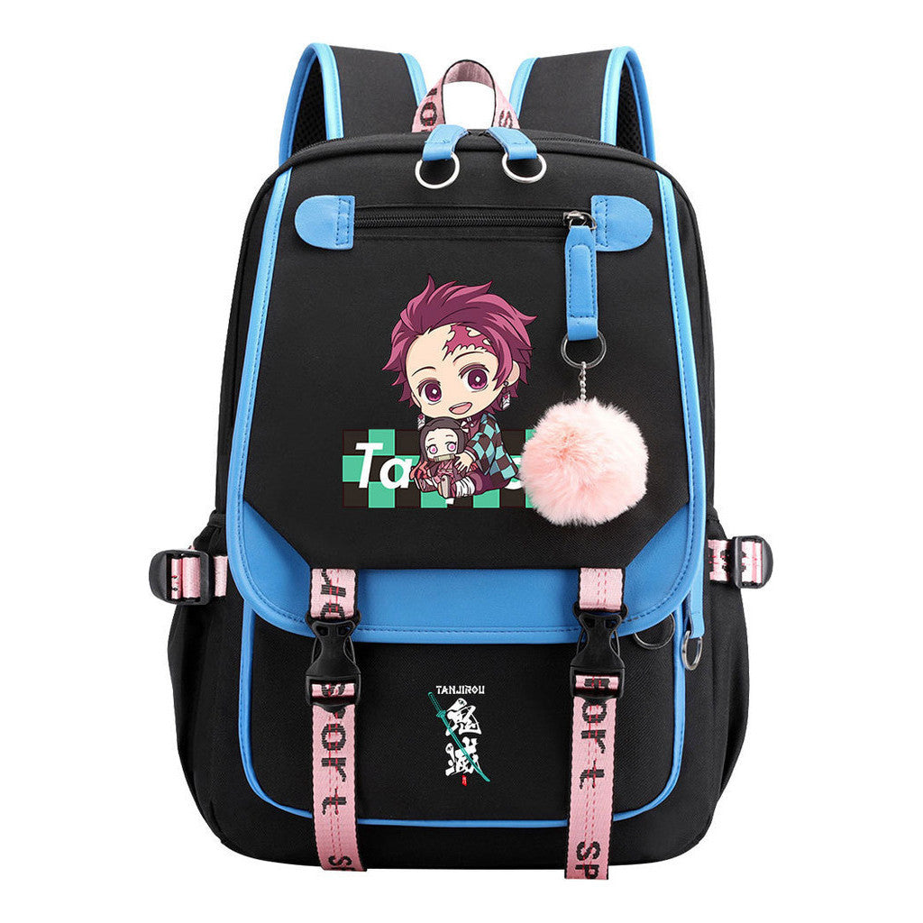 Cartoon Fashion Usb Student Backpack With Casual Woven Strap Flip Back Backpack