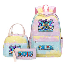Cartoon Pirate King Youth Student Girls School Bag Lunch Bag Three Piece Set Backpack Set