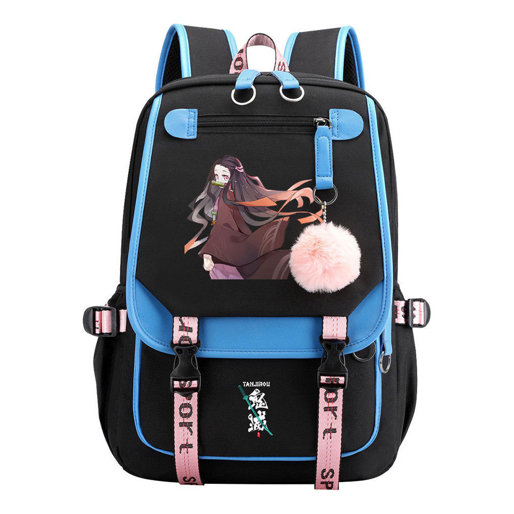 Cartoon Fashion Usb Youth Student School Bag Casual Ribbon Flip Backpack
