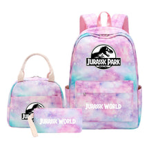 Jurassic Park Dinosaur Youth Student Girls School Bag Lunch Bag Three Piece Set Backpack Set