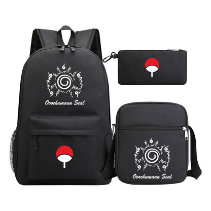 Anime Naruto Starry Sky Youth School Bag Three Piece Set For Men And Women Backpack Set