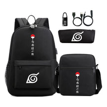 Naruto Usb Password Lock Backpack Three Piece Set For Men And Women Backpack Set
