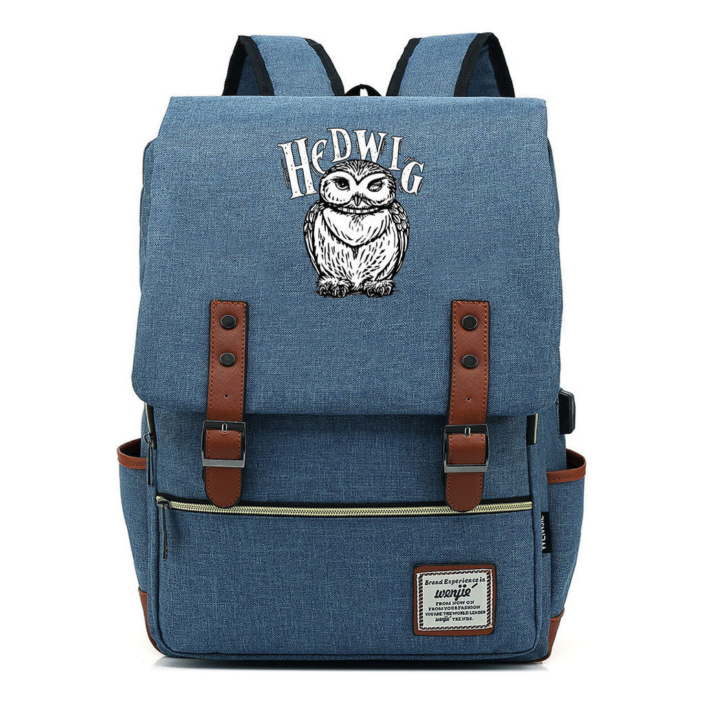 School Of Witchcraft And Wizardry Youth Student Backpack Usb Men's And Women's Leisure Belt Buckle Backpack